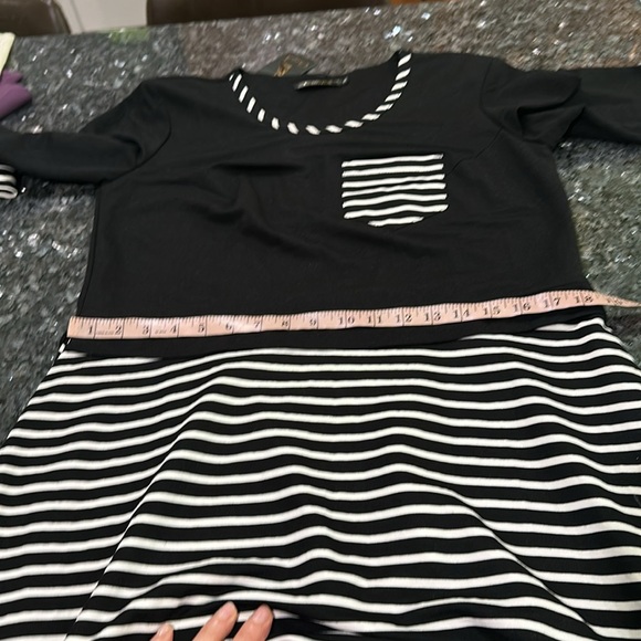 Black and White Striped Women's Dress - Picture 3 of 12